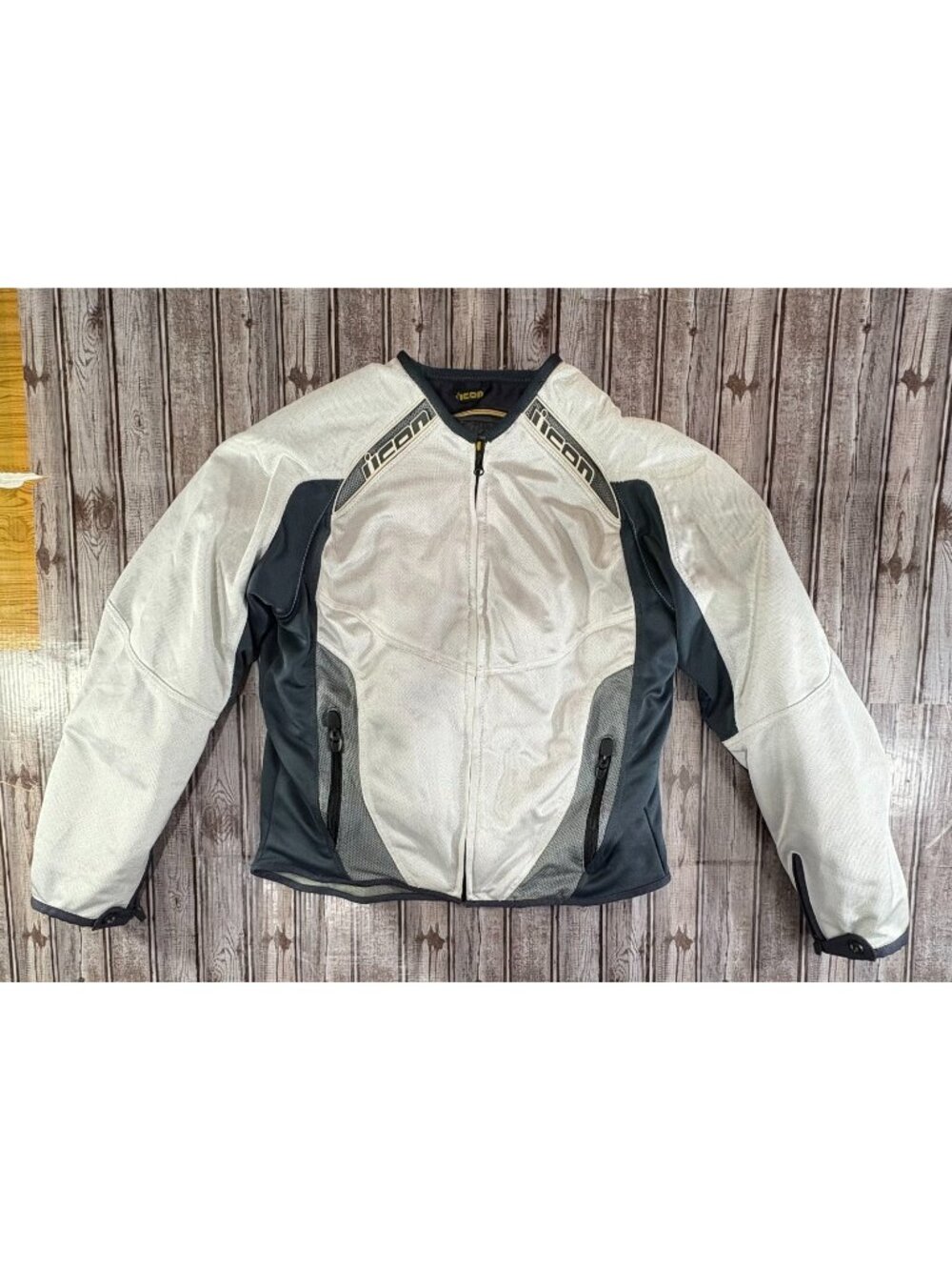 Icon Anthem Mesh Motorcycle Jacket Armor color White Gray size Large
